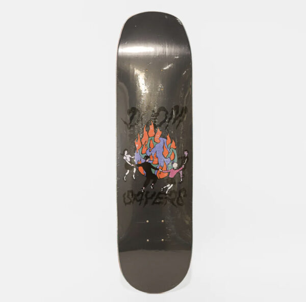 DOOM SAYERS - 8.5” WORLD ON FIRE SHOVEL NOSE SKATEBOARD DECK - GREY